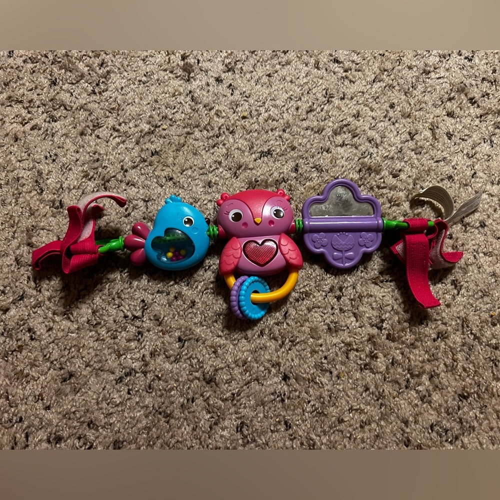 Bright Stars Pink Owl Take Along Carrier Toy Bar